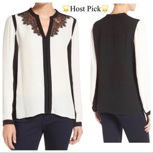 Elie Tahari Denise Blouse Black Lace M (NWT) (HP)